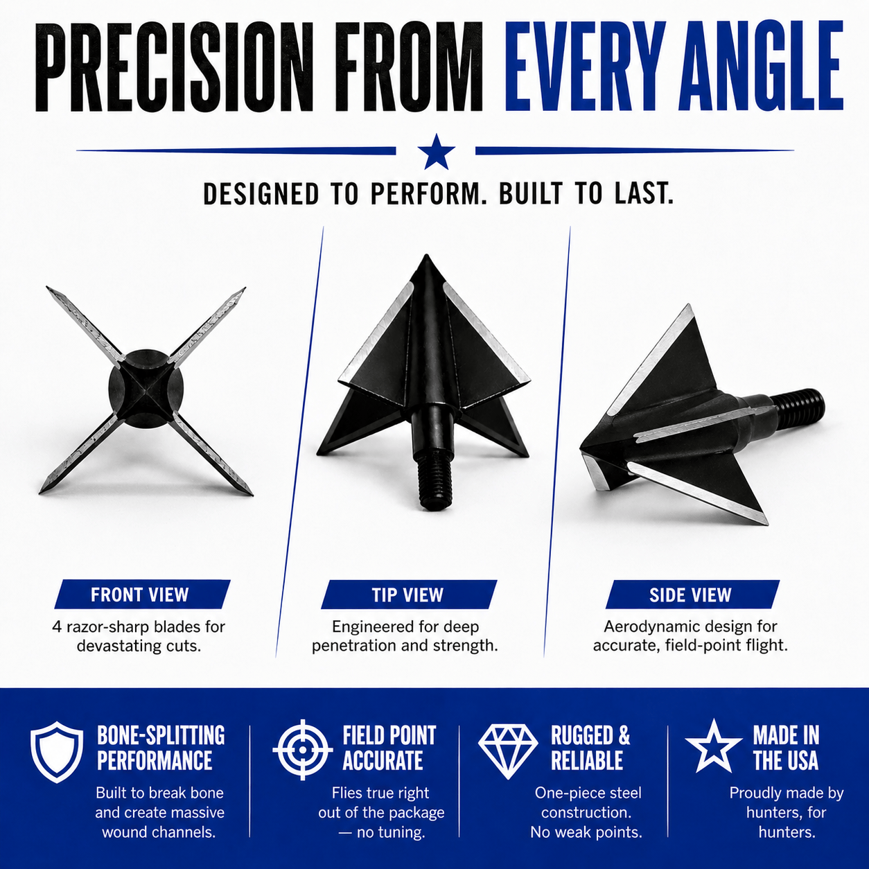 TOTA | 125 grain XL broadhead | 1-3/16-inch solid | fixed blade